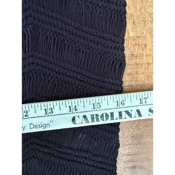 525 Fringe Dress Black XS S Open Knit Crochet Tassel Hem See-Through whimsigoth - Picture 10 of 16